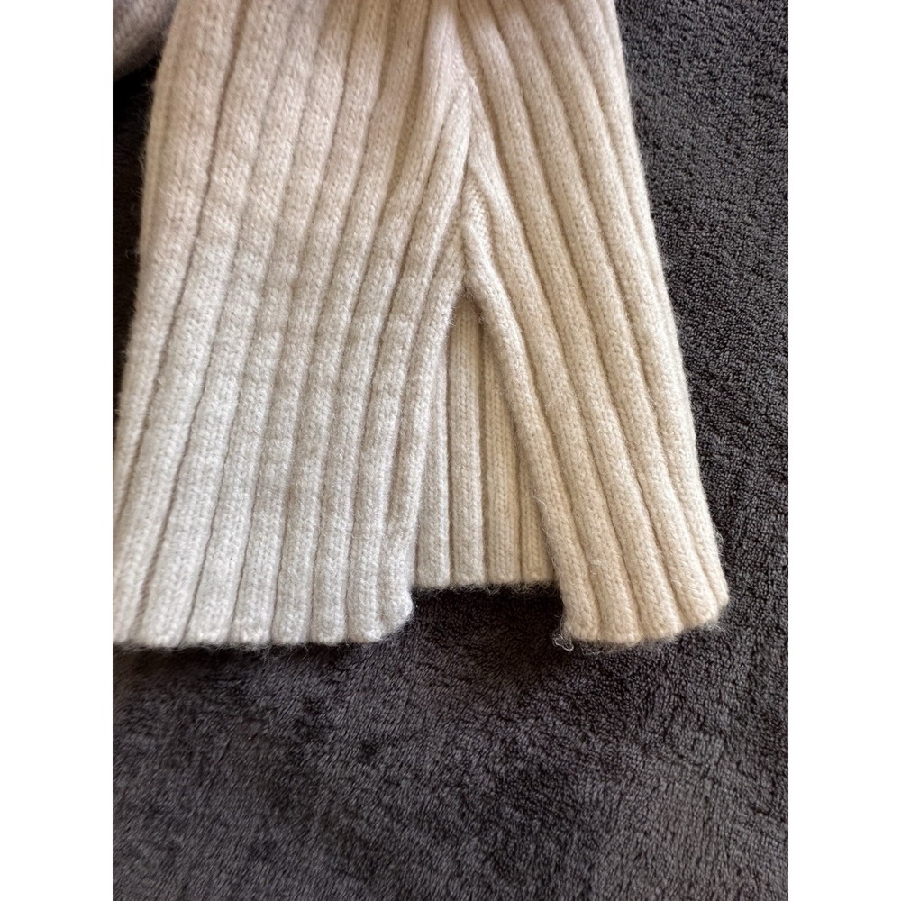 H M Ribbed Long Sleeve Knit Mini Dress Cream Size M sweater Dress A3-029 - Picture 8 of 8
